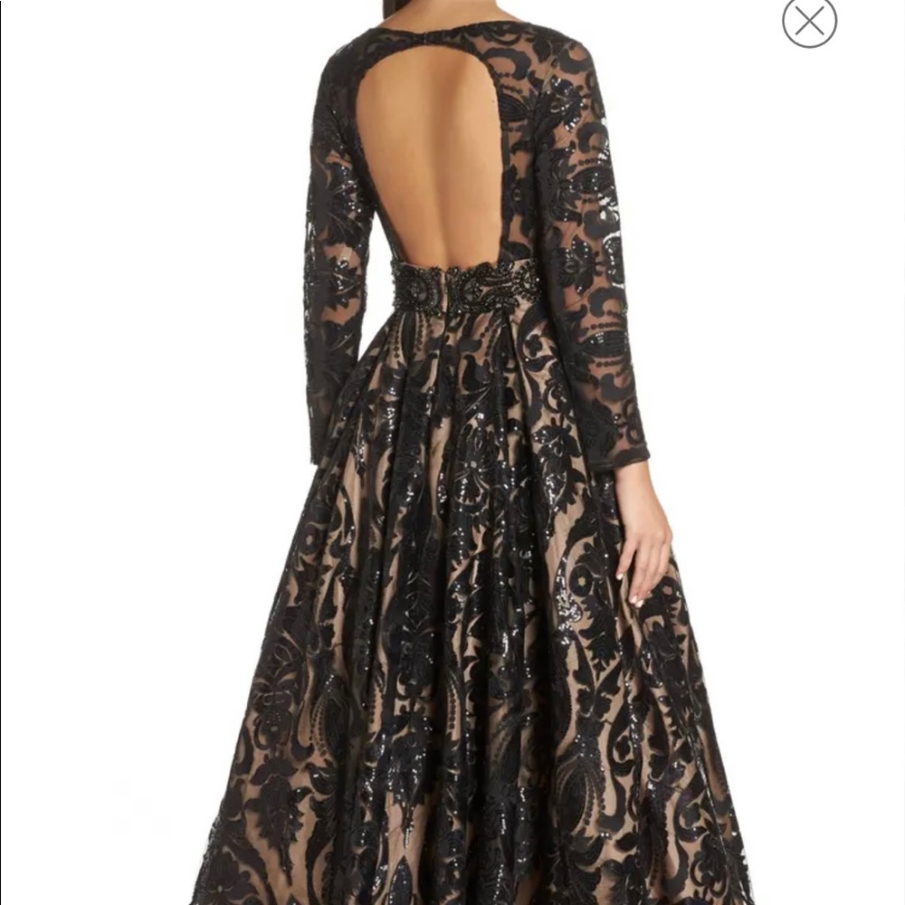 Mac Duggal Long Sleeve Paisley Mesh Ballgown NWT!